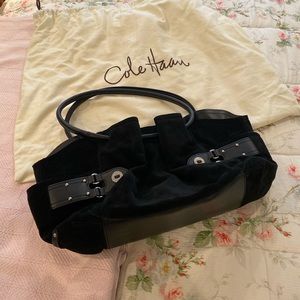 Women’s Cole Haan Black Suede Leather Trim Bag